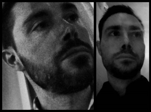 Two bw profile pictures of the dnb producer Dacamera.